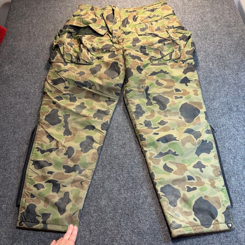 Vintage Stearns Insulated Dry Wear Camouflage Duck Hunting Pants Mens Large Warm